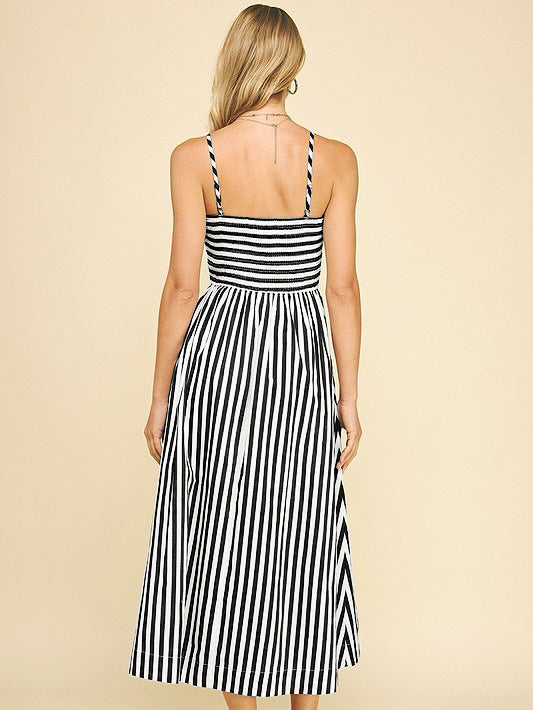 Striped Maxi Dress Smocked Spaghetti Strap Resort Dress