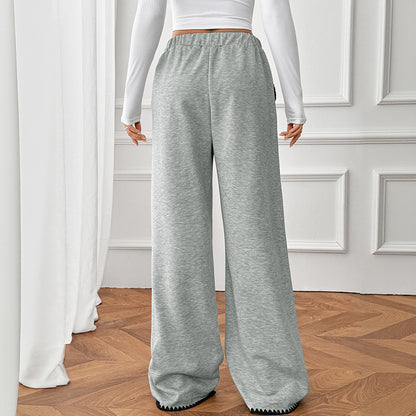 High Waist Wide Leg Contrast Stitch Sweatpants