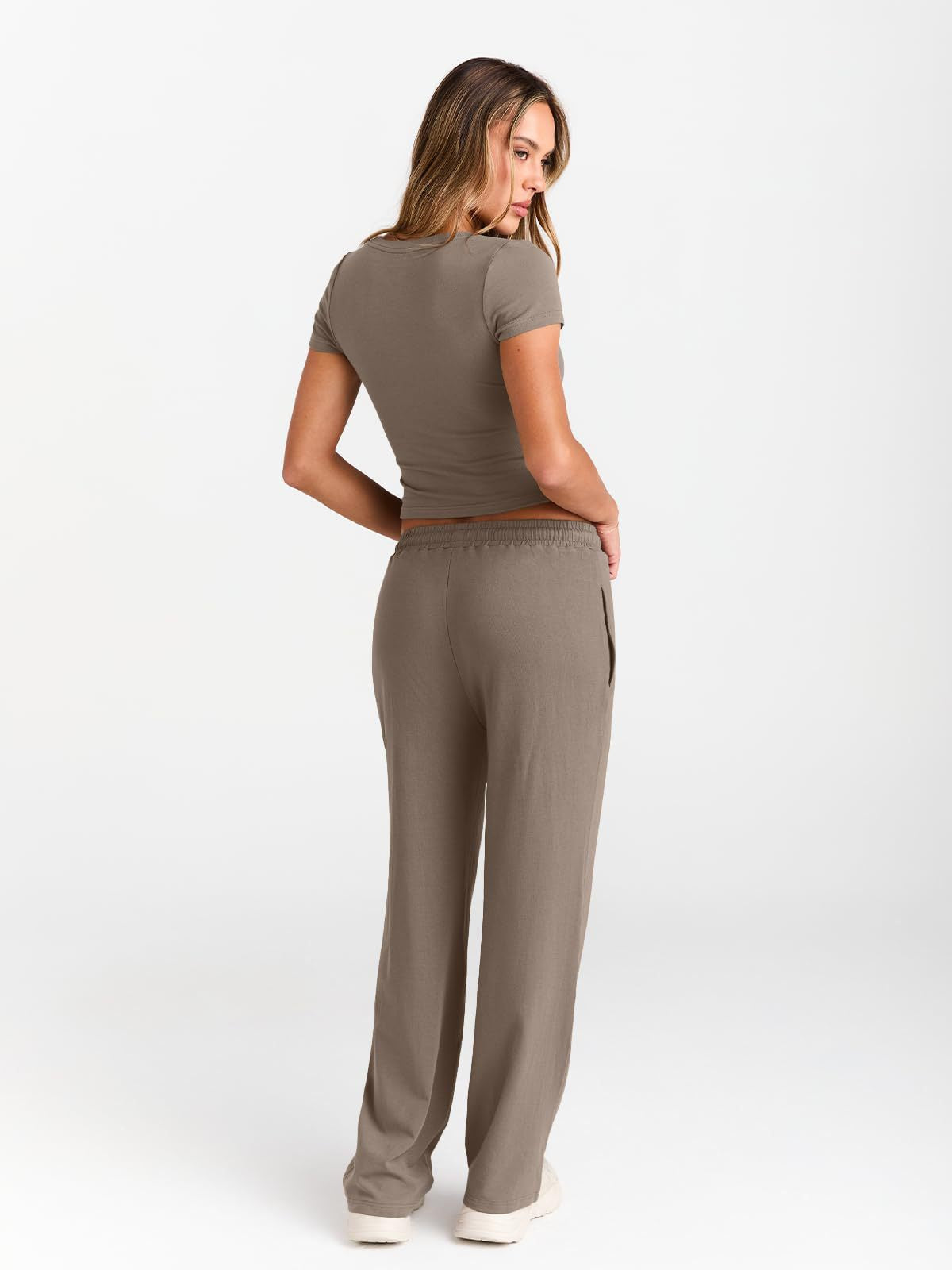 Crop Tee & Wide Leg Pants Lounge Set for Women