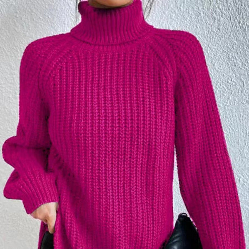 Women's Oversized Chunky Turtleneck Sweater Long Knit