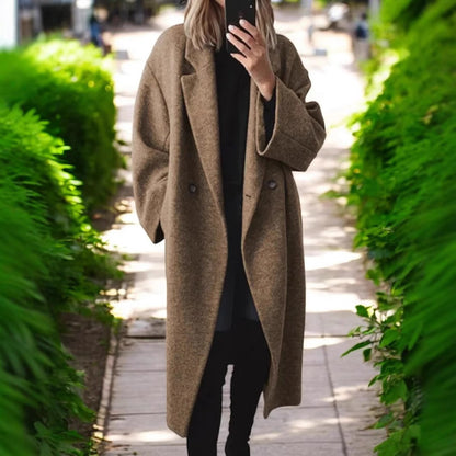 Women's Oversized Long Wool Blend Trench Coat