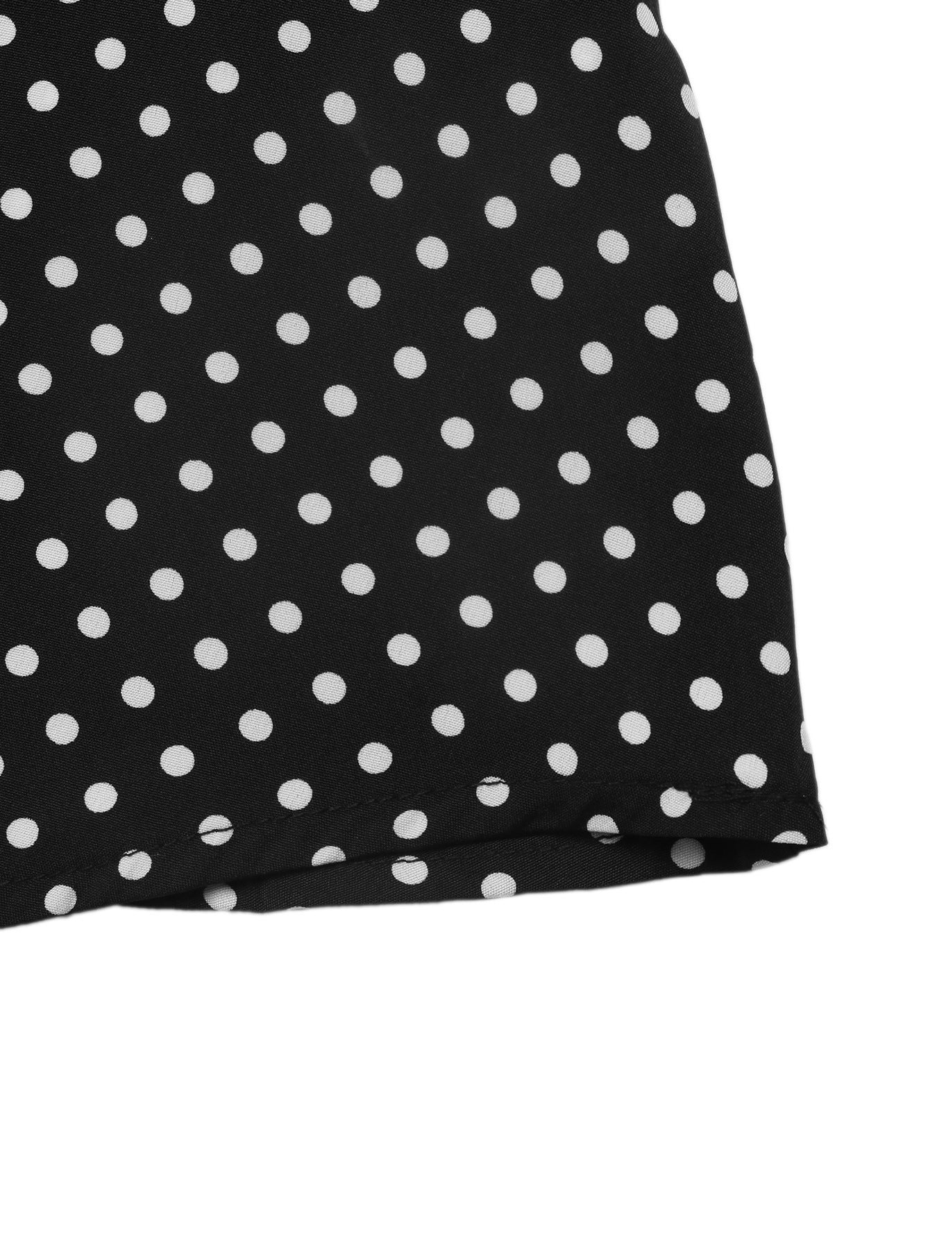Black Polka Dot Maxi Dress Bell Sleeve Tie Back A-Line