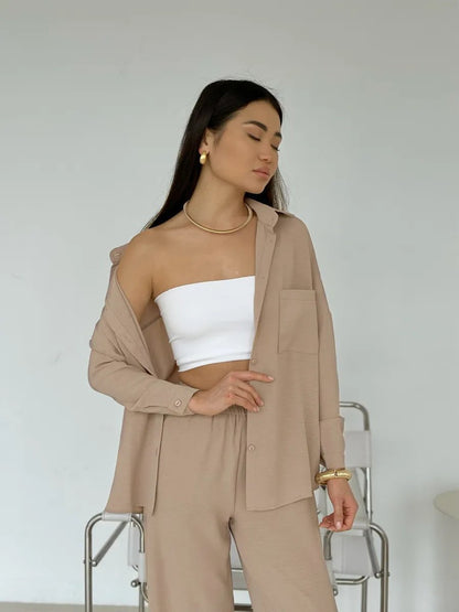 Women's Cardigan Wide Leg Pants Two Piece Lounge Set