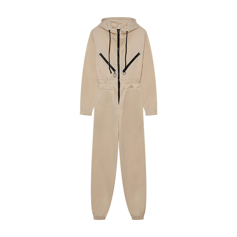 Women Hooded Zip Up Jumpsuit Long Sleeve Loungewear