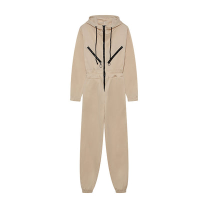 Women Hooded Zip Up Jumpsuit Long Sleeve Loungewear