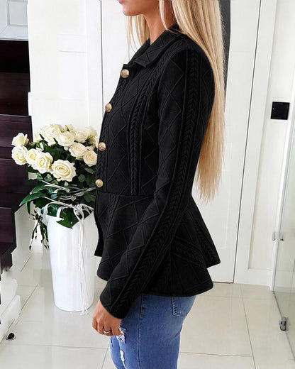 Women's Gold Button Diamond Knit Blazer