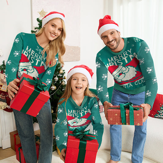 Family Matching Christmas Santa Knit Sweater Set