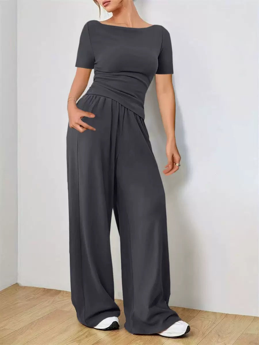 Women's Two Piece Wide Leg Pants Set Long Sleeve