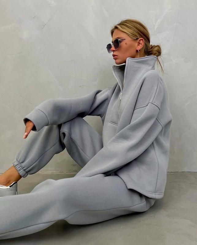 Women's Oversized Quarter Zip Tracksuit Set