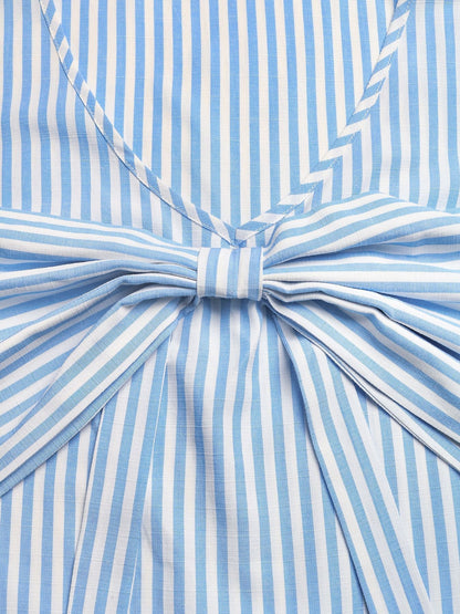 Striped Bow Detail Two Piece Shorts Set Resort Style