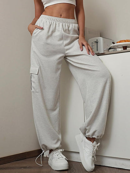 High Waist Drawstring Cargo Jogger Pants