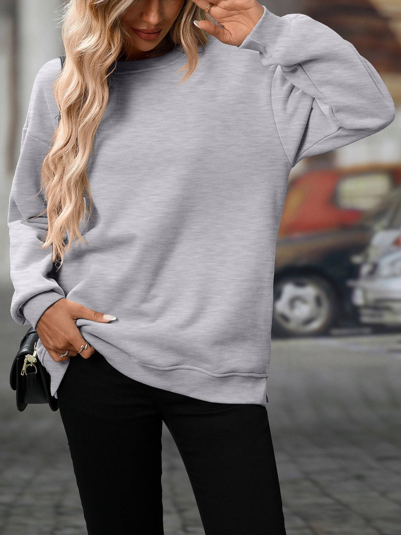 Trendy Y2K Fleece Pullover Sweatshirt – Fall/Winter Casual Top