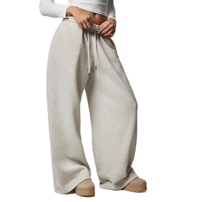 Women Fleece Wide Leg Sweatpants Drawstring Lounge Pants