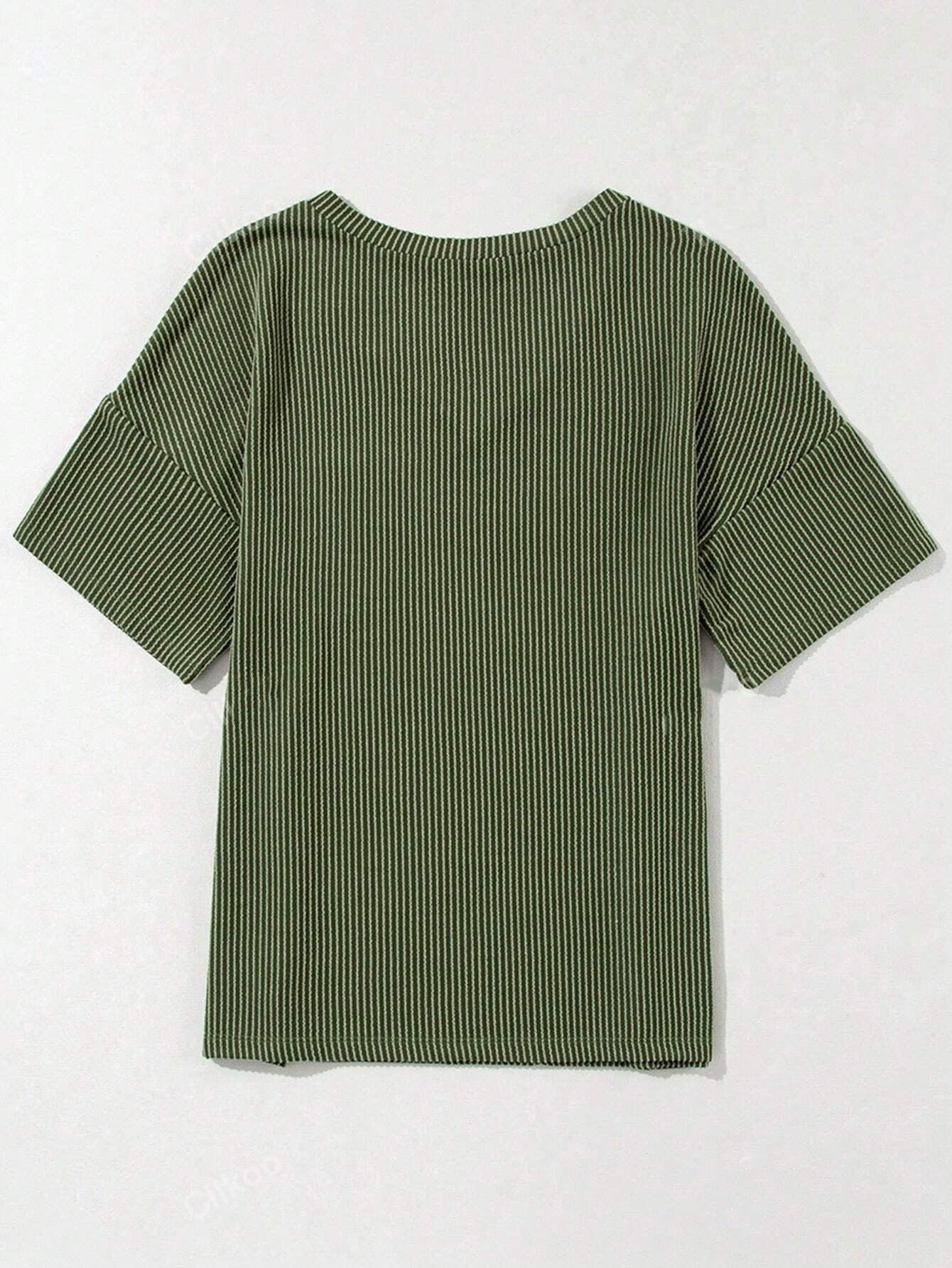 Women’s Ribbed V Neck Short Sleeve Pocket Tee
