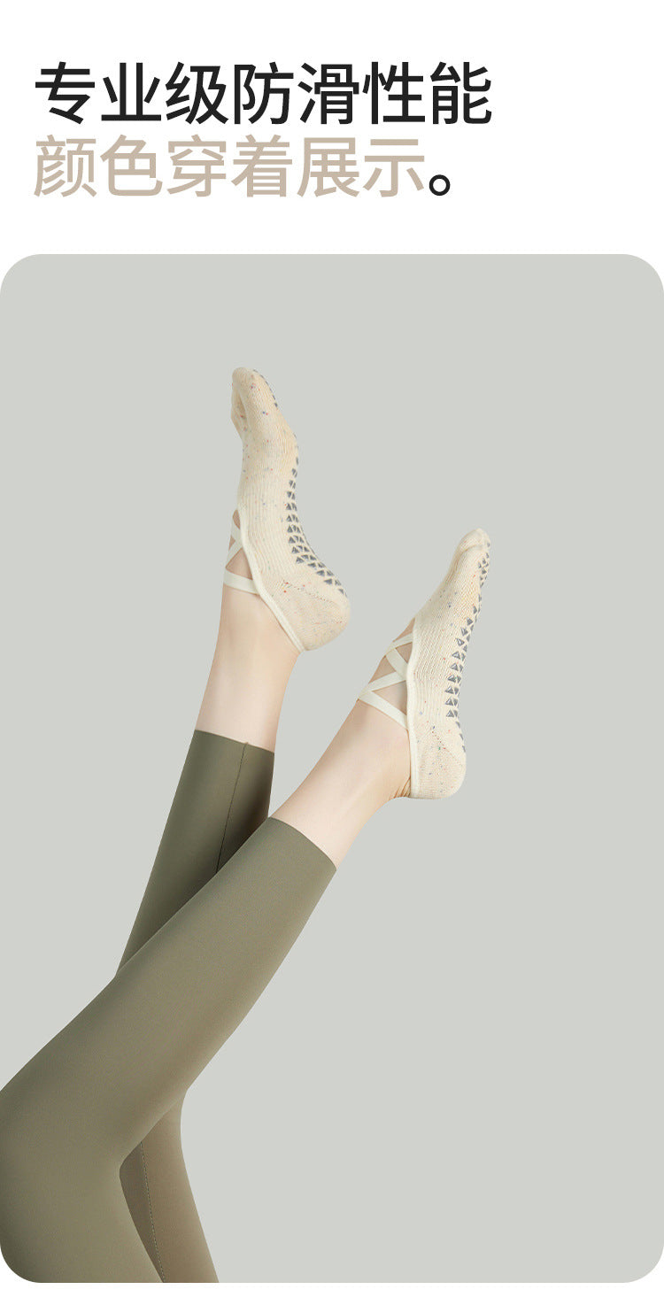 Non Slip Yoga Toe Socks Women Grip Pilates Straps Cotton