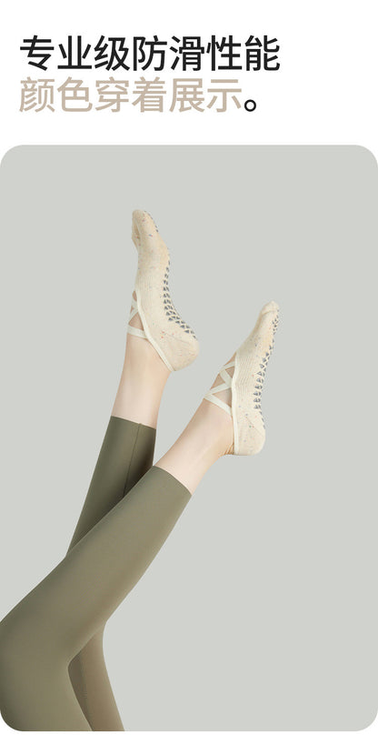 Non Slip Yoga Toe Socks Women Grip Pilates Straps Cotton