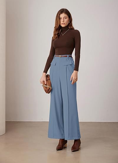 Women's High-Waist Wide-Leg Suit Pants – Elegant Business Trousers