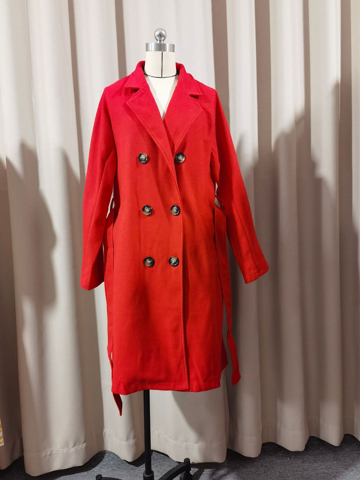 Women's Oversized Long Belted Double Breasted Winter Coat