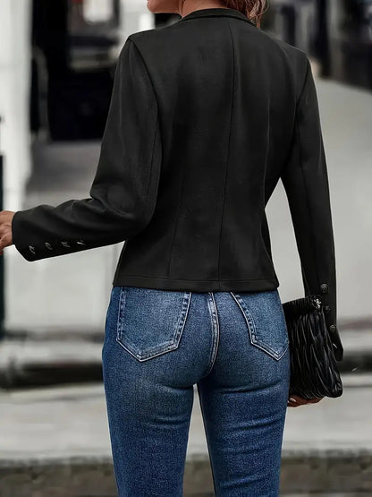 Women's Vintage Suede Jacket Double Breasted Long Sleeve