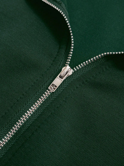 Women's Cropped Quarter Zip Drawstring Waist Sweatshirt