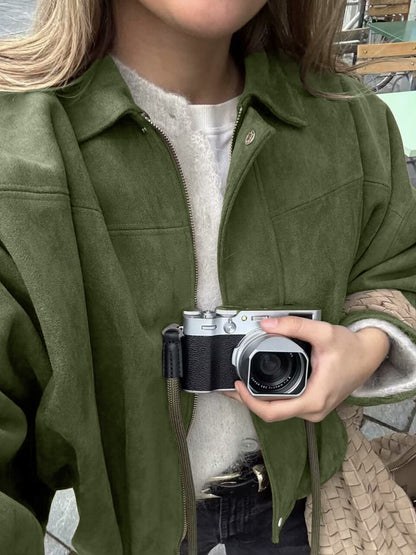 Women's Casual Batwing Zip Up Jacket