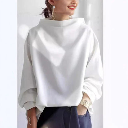 Womens Oversized Mock Neck Pullover Sweatshirt Long Sleeve