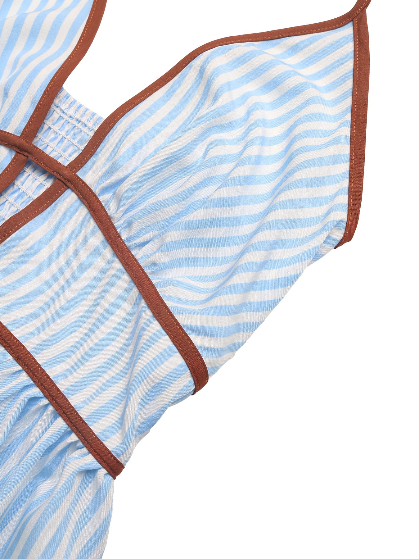 Striped Halter Backless Maxi Dress Deep V Resort Dress