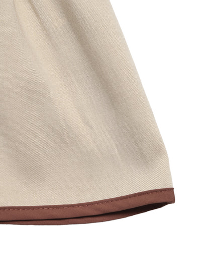 Beige Bow Tie Pullover Short Sleeve Top Cute Summer Blouse