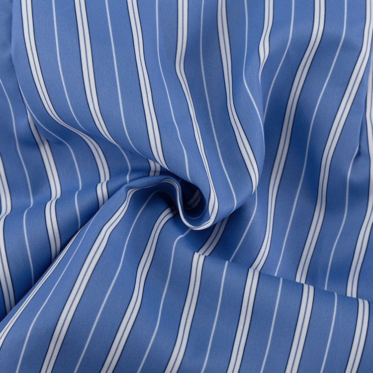 Blue Striped Button Down Shirt and Mini Skirt Set