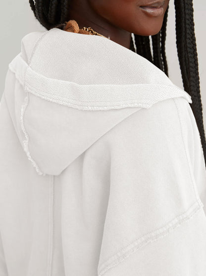 Oversized V Neck Hooded Sweatshirt Pullover Top