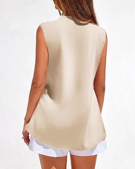 Satin V-Neck Sleeveless Top for Women Work & Casual