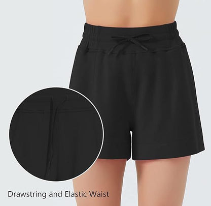 Women's High-Waisted Drawstring Sweat Shorts – Casual Lounge Shorts