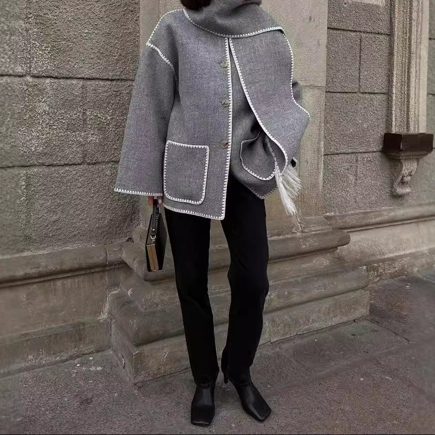 Women's Fringe Scarf Jacket Cropped Embroidered Coat