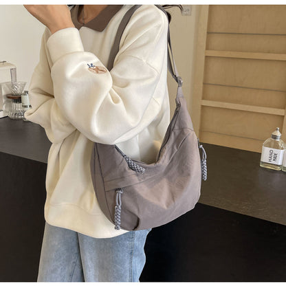 Black Crossbody Moon Sling Bag Casual Nylon Shoulder Purse