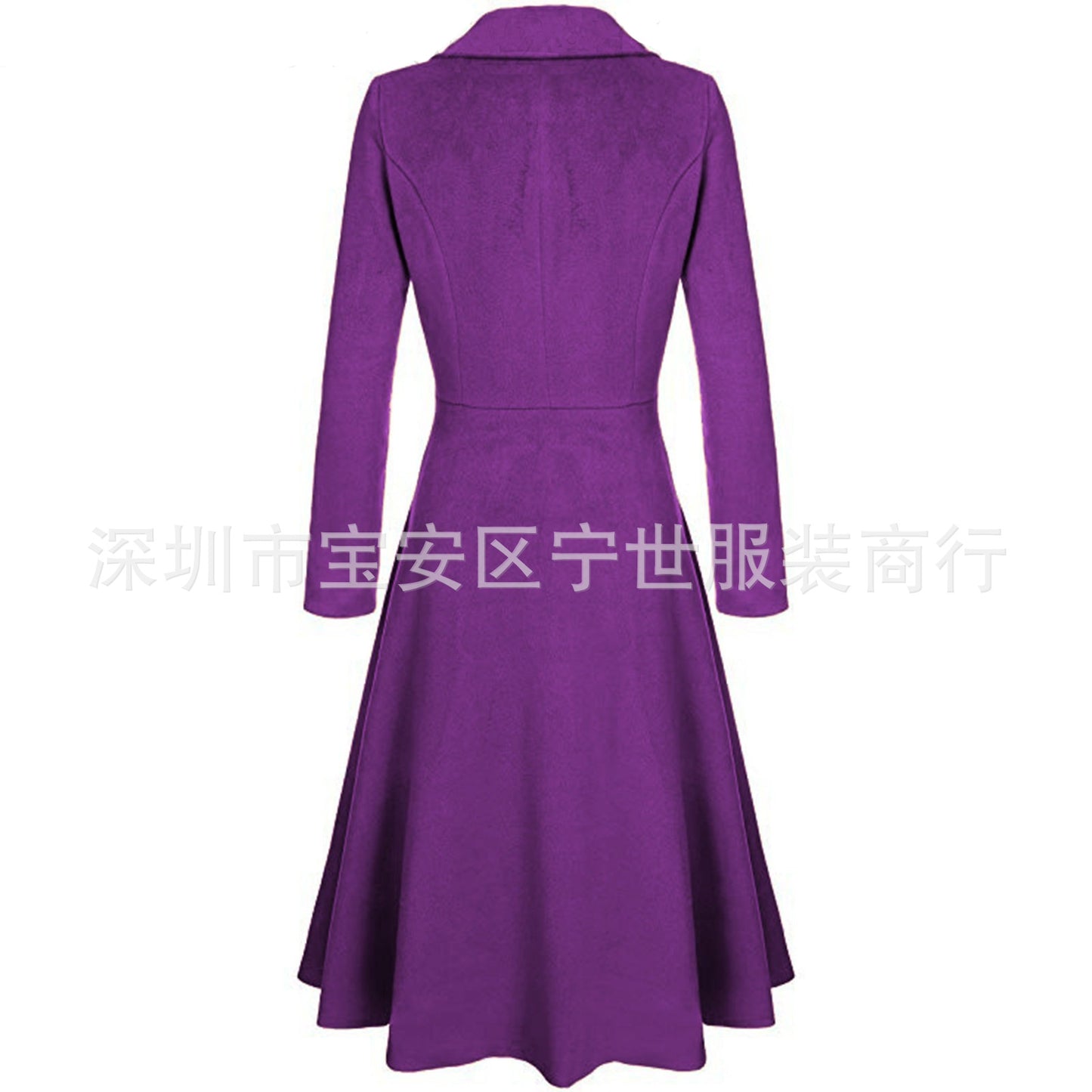 Women Winter A-Line Wool Coat Lapel Midi Jacket Pockets