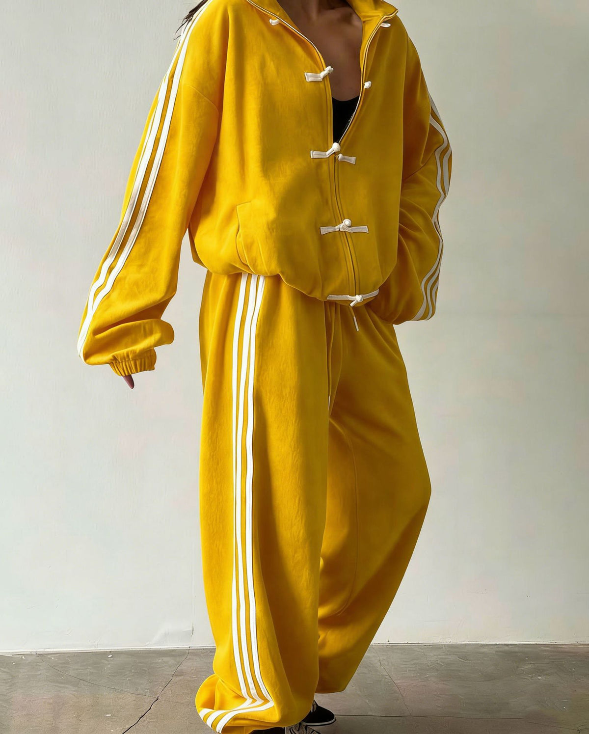 Women's Oversized Track Jacket Wide Leg Pants Matching Set