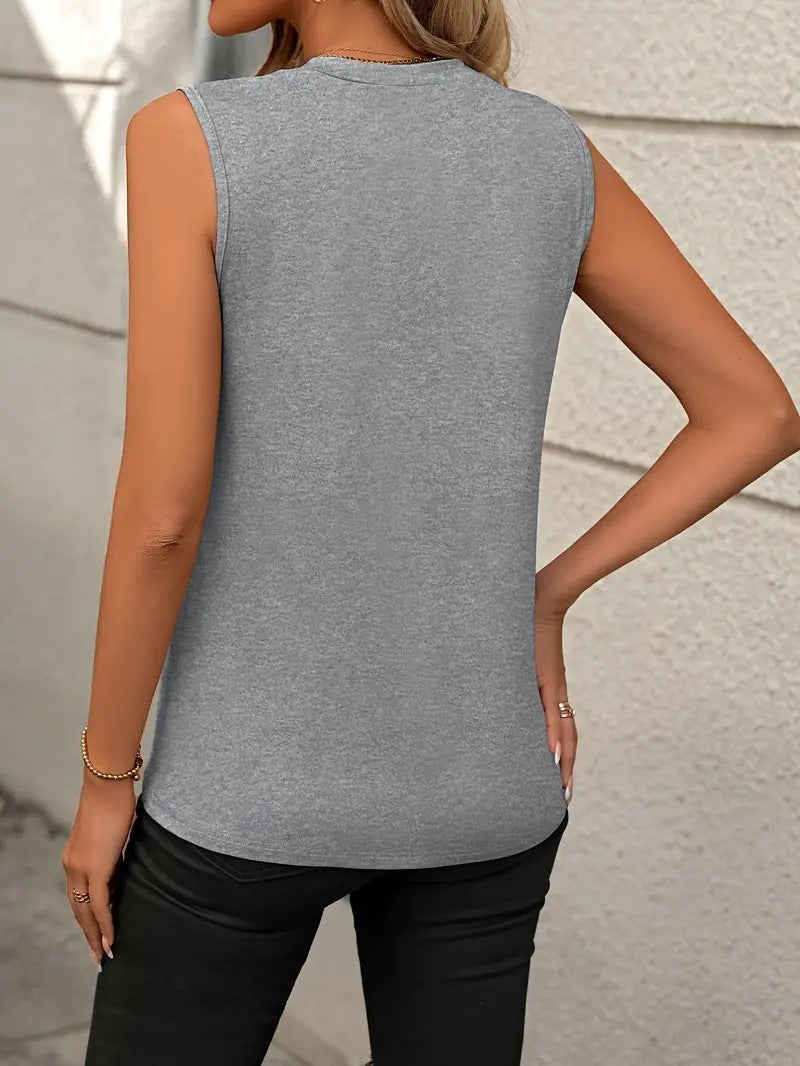 Burgundy Sleeveless Top Crew Neck Minimal Chic Tank