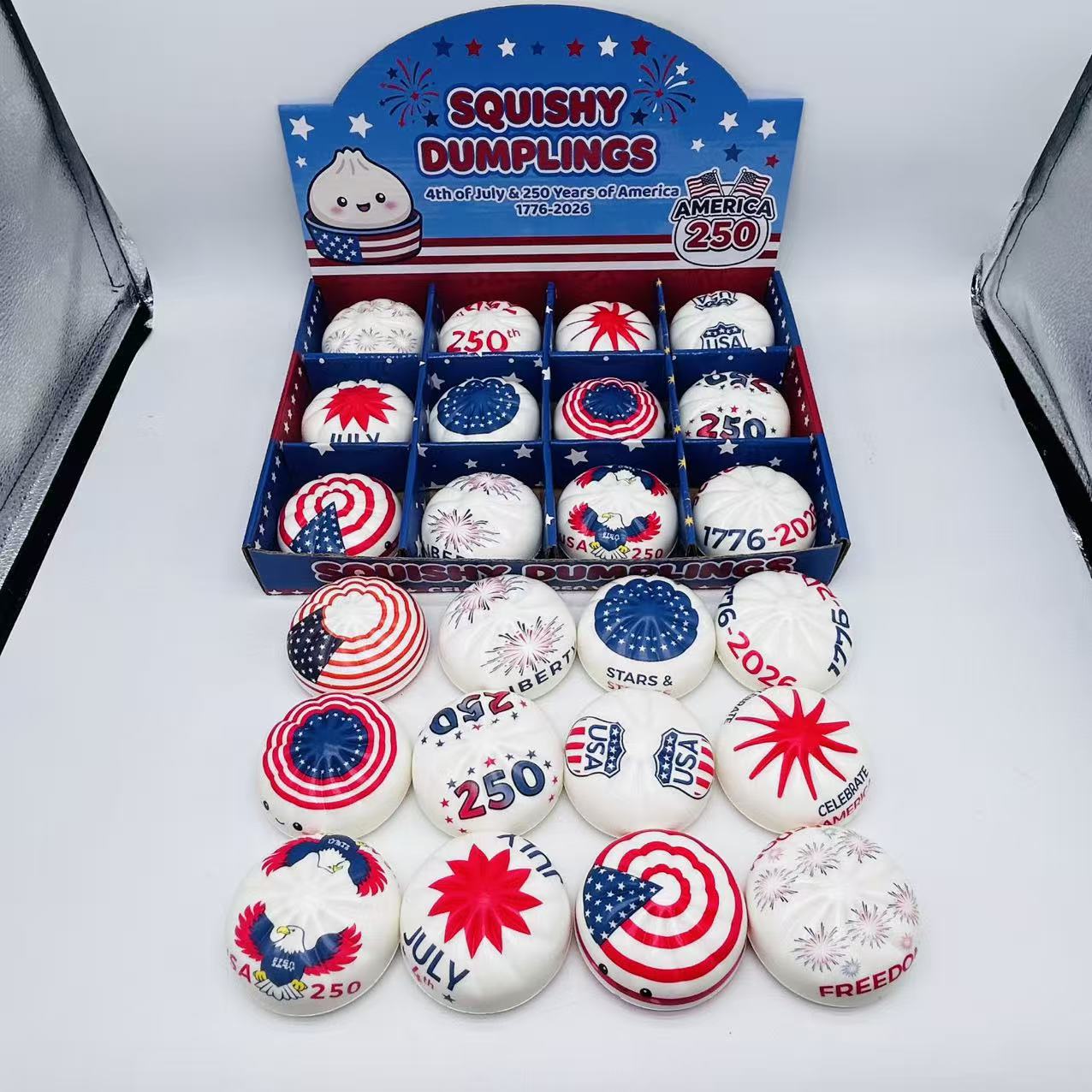 4th of July Dumpling Shape Squishy Foam Stress Relief Toy Set