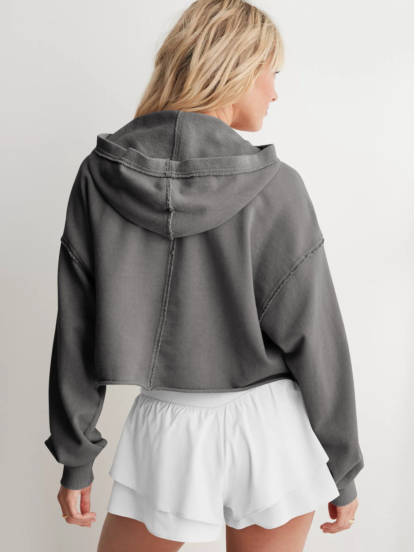 Oversized V Neck Hooded Sweatshirt Pullover Top