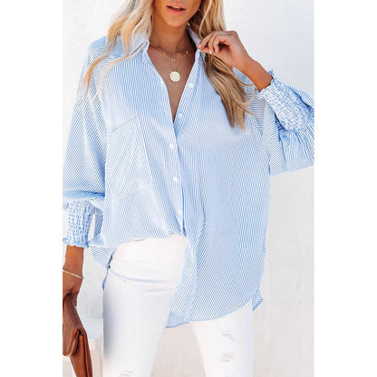 Women's Striped Oversized Button Down Beach Shirt