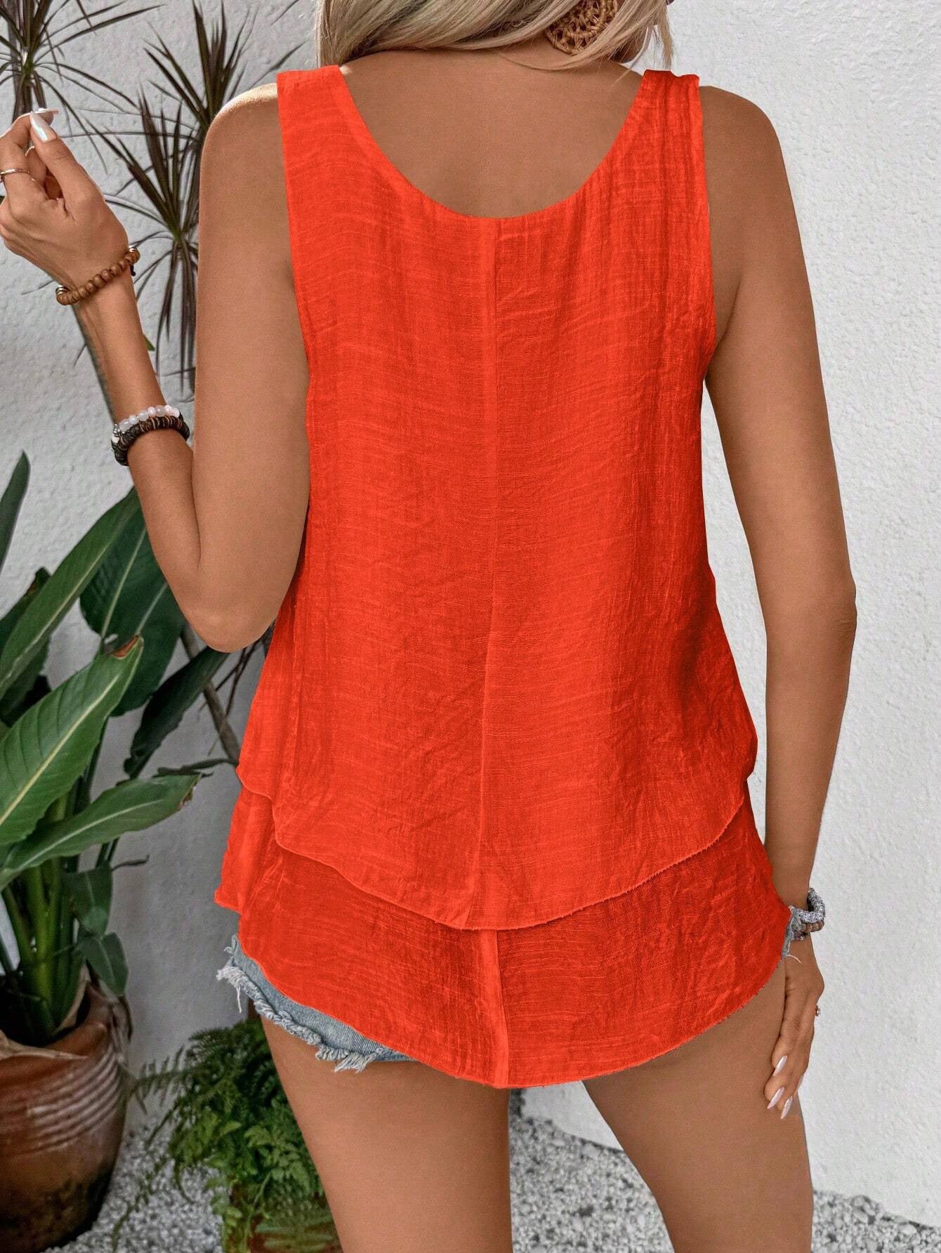 Layered Ruffle Sleeveless Flowy Tank Top