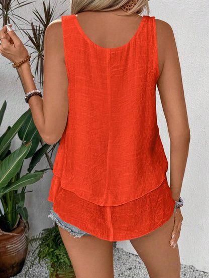 Layered Ruffle Sleeveless Flowy Tank Top