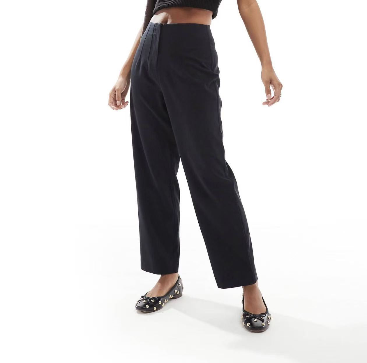 Women's High Waist Straight Leg Stretch Ankle Dress Pants