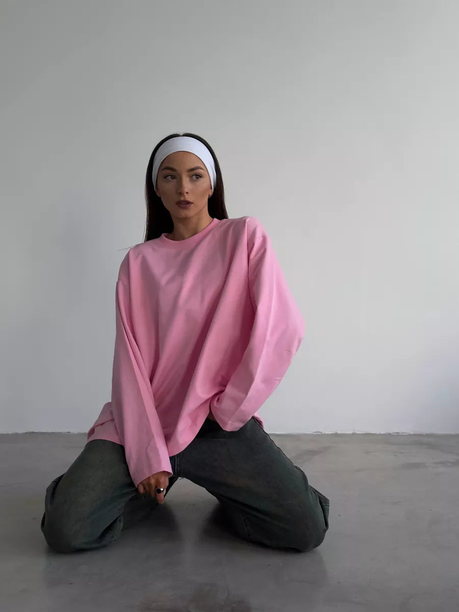 Heavyweight Cotton Long Sleeve Crewneck Oversized T Shirt