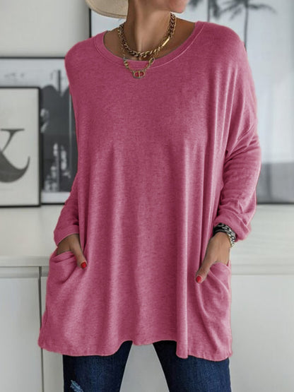 Women's Oversized Long Sleeve Pocket Tunic Top