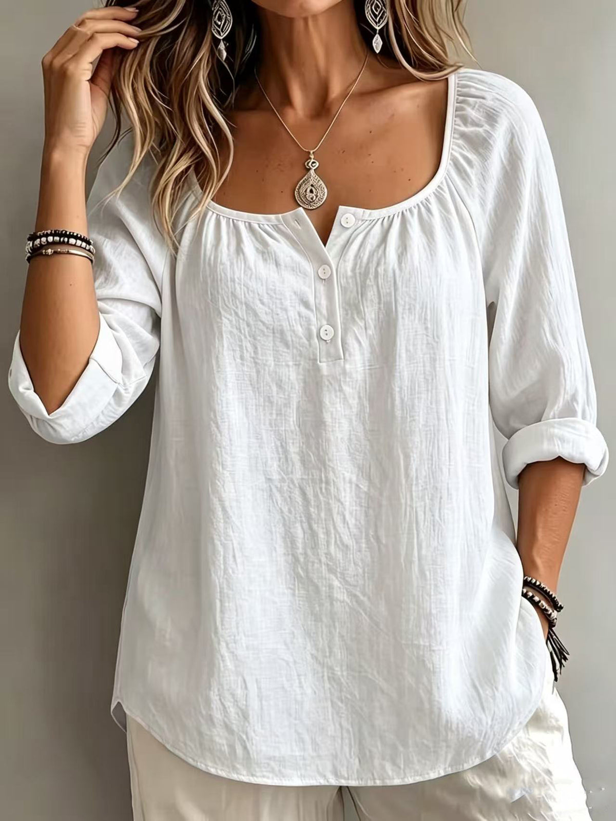 Womens Oversized V Neck Long Sleeve Casual Solid Tops