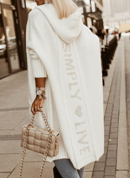 Oversized Hooded Letter Duster Cardigan