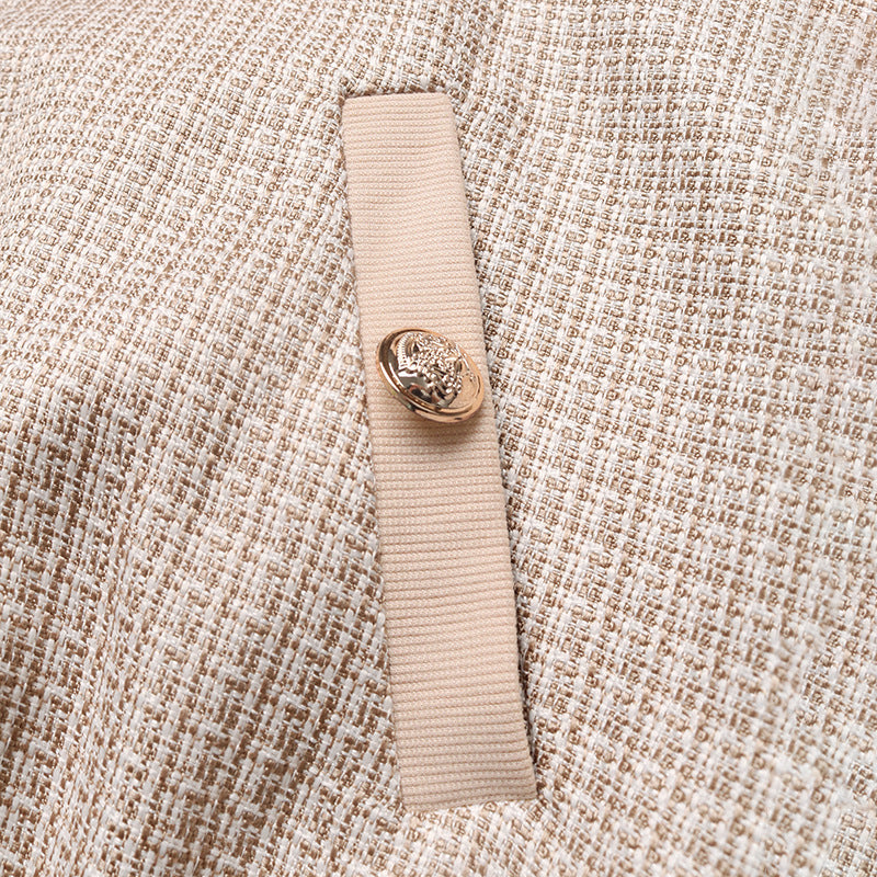 Plaid Tweed Button Front Bomber Jacket