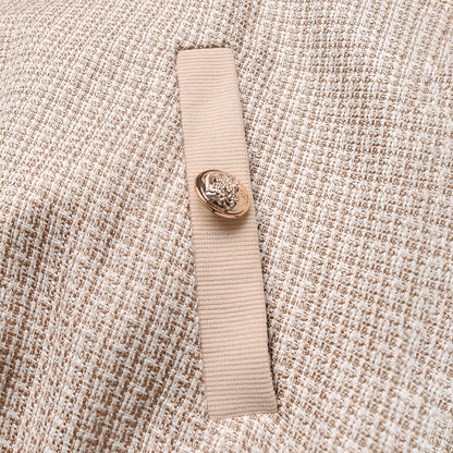 Plaid Tweed Button Front Bomber Jacket