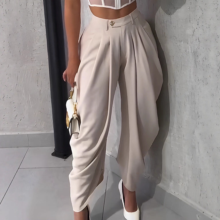Women's Balloon Pants Cropped Wide Leg Casual Trousers
